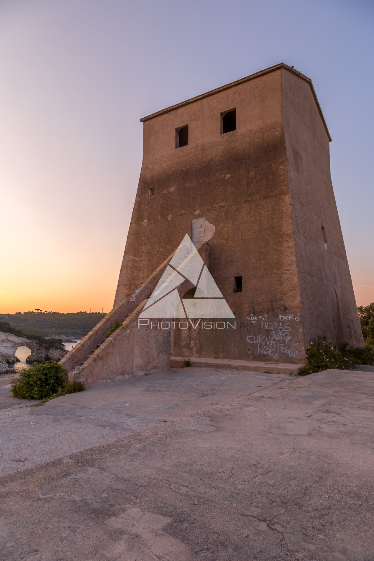 "Defense tower on the coast" stock image