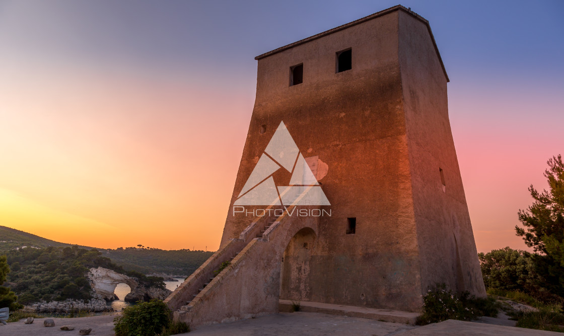 "Defense tower on the coast" stock image