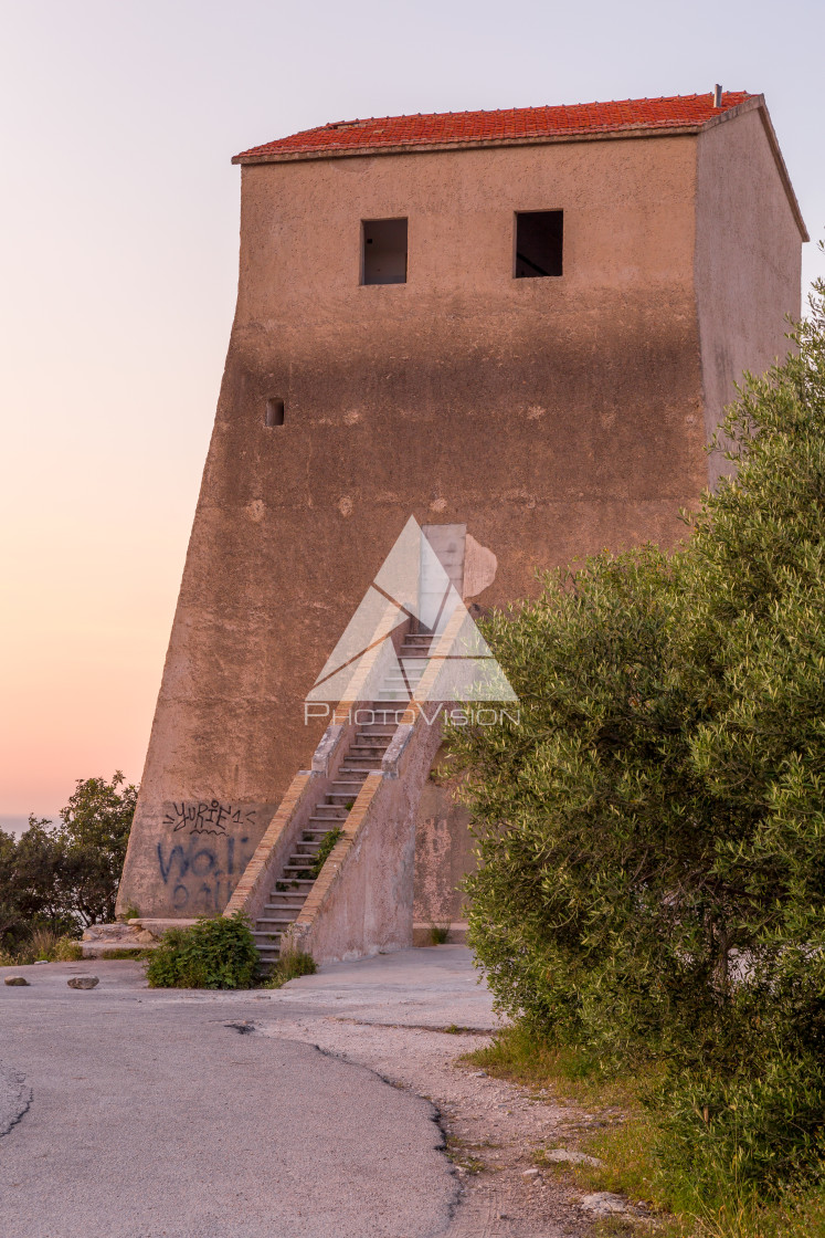 "Defense tower on the coast" stock image