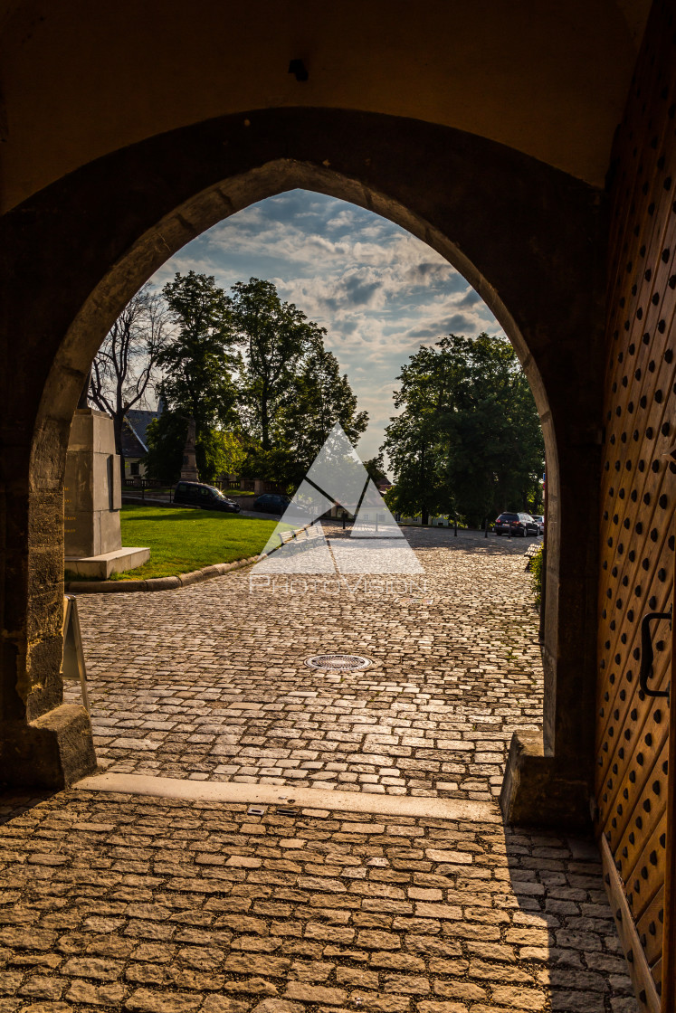 "View through the gate" stock image