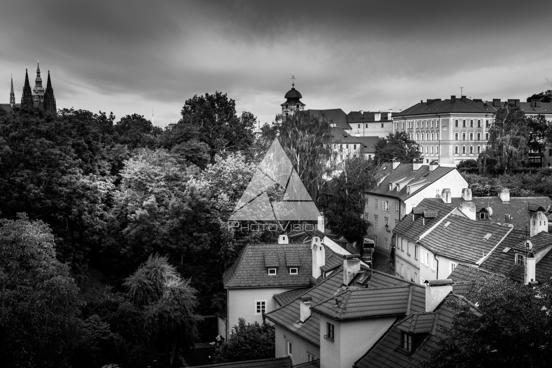 "The roofs of old Prague" stock image