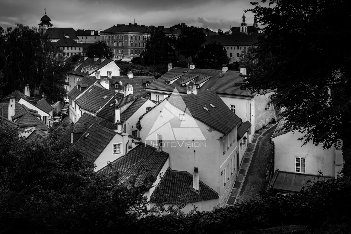 "The roofs of old Prague" stock image