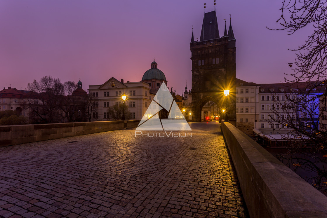 "In the morning on Charles Bridge in Prague" stock image