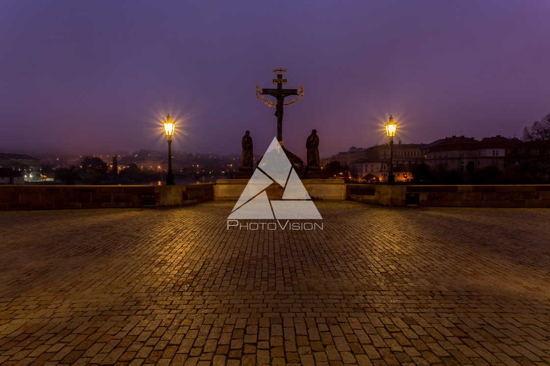 "In the morning on Charles Bridge in Prague" stock image