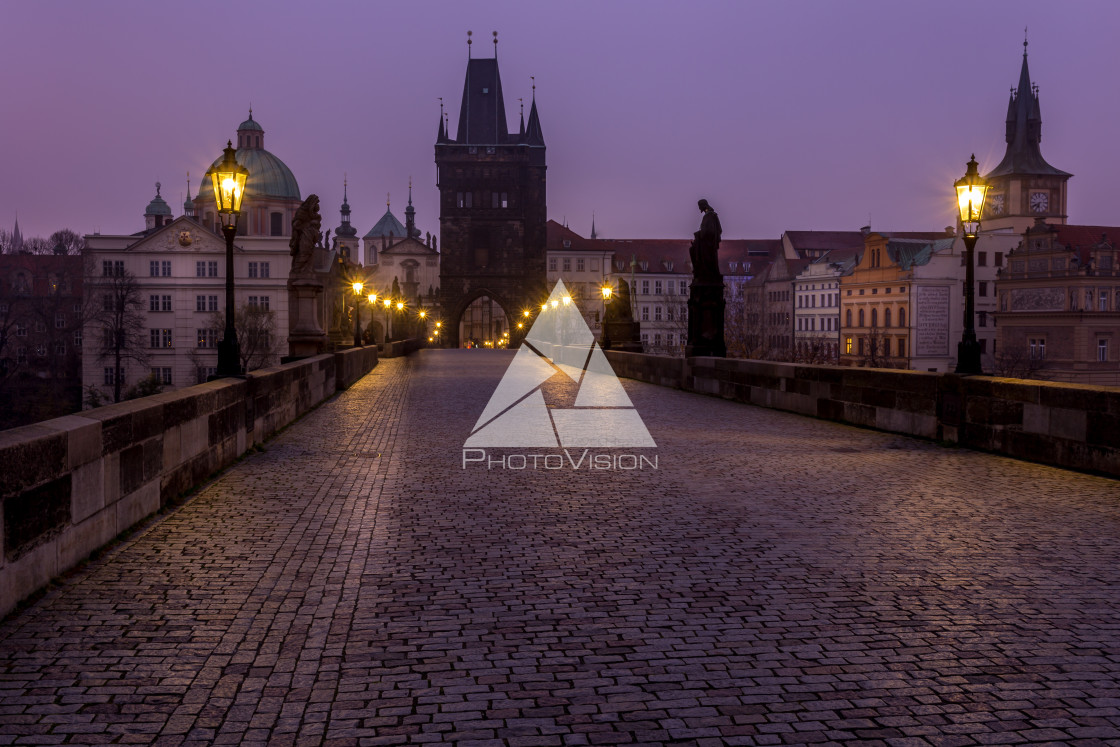 "In the morning on Charles Bridge in Prague" stock image