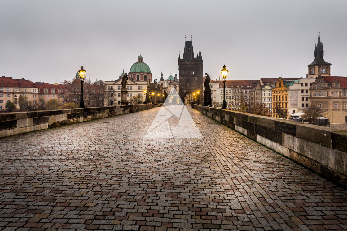 "In the morning on Charles Bridge in Prague" stock image