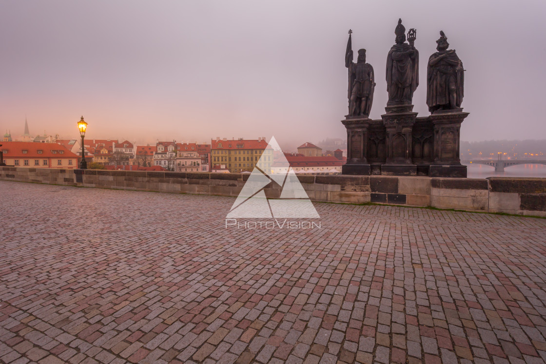 "In the morning on Charles Bridge in Prague" stock image