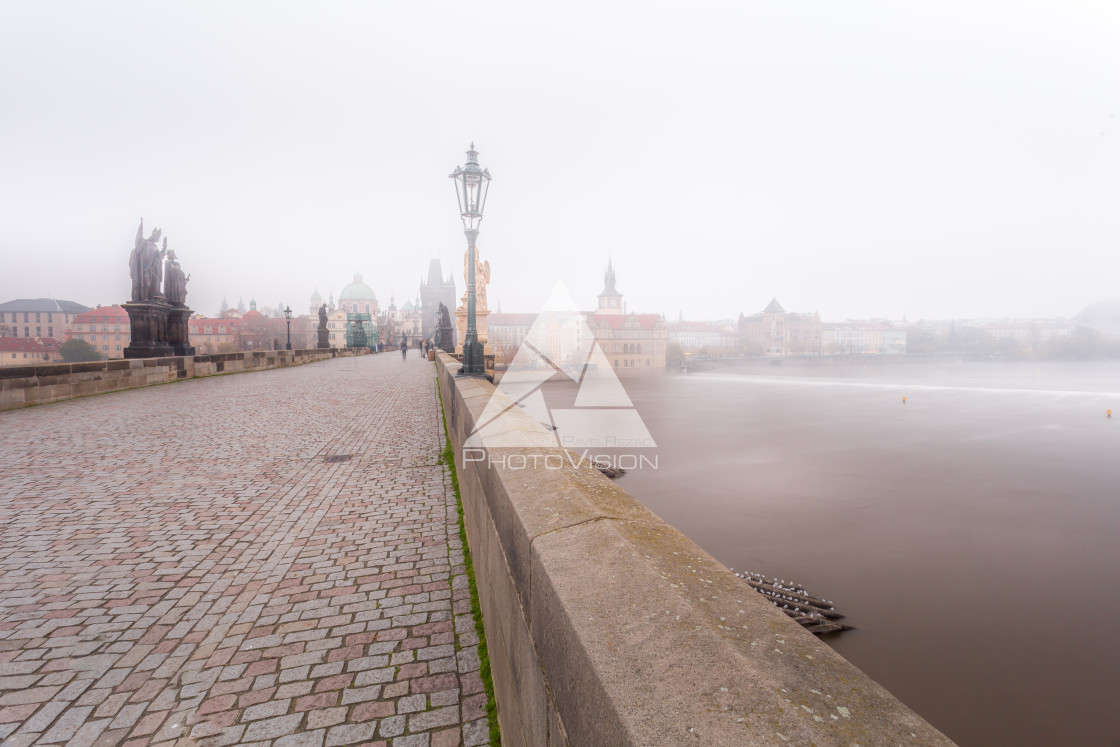 "In the morning on Charles Bridge in Prague" stock image