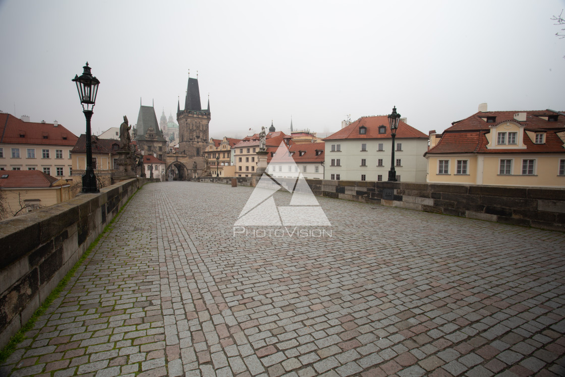 "In the morning on Charles Bridge in Prague" stock image