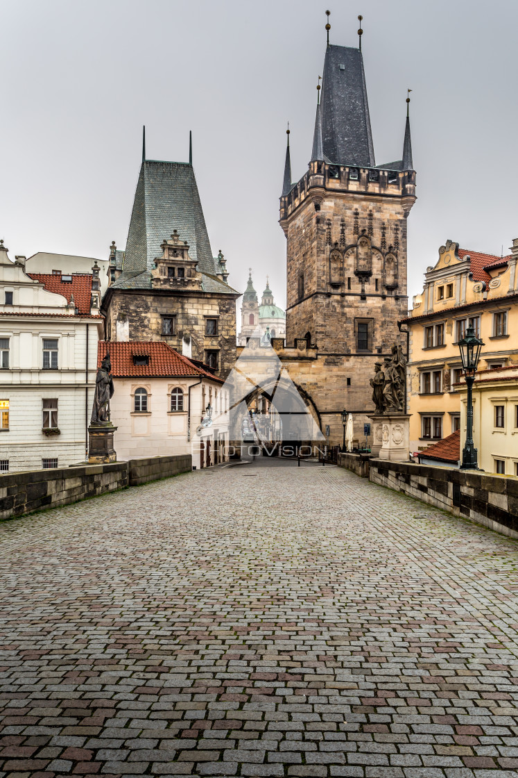 "In the morning on Charles Bridge in Prague" stock image