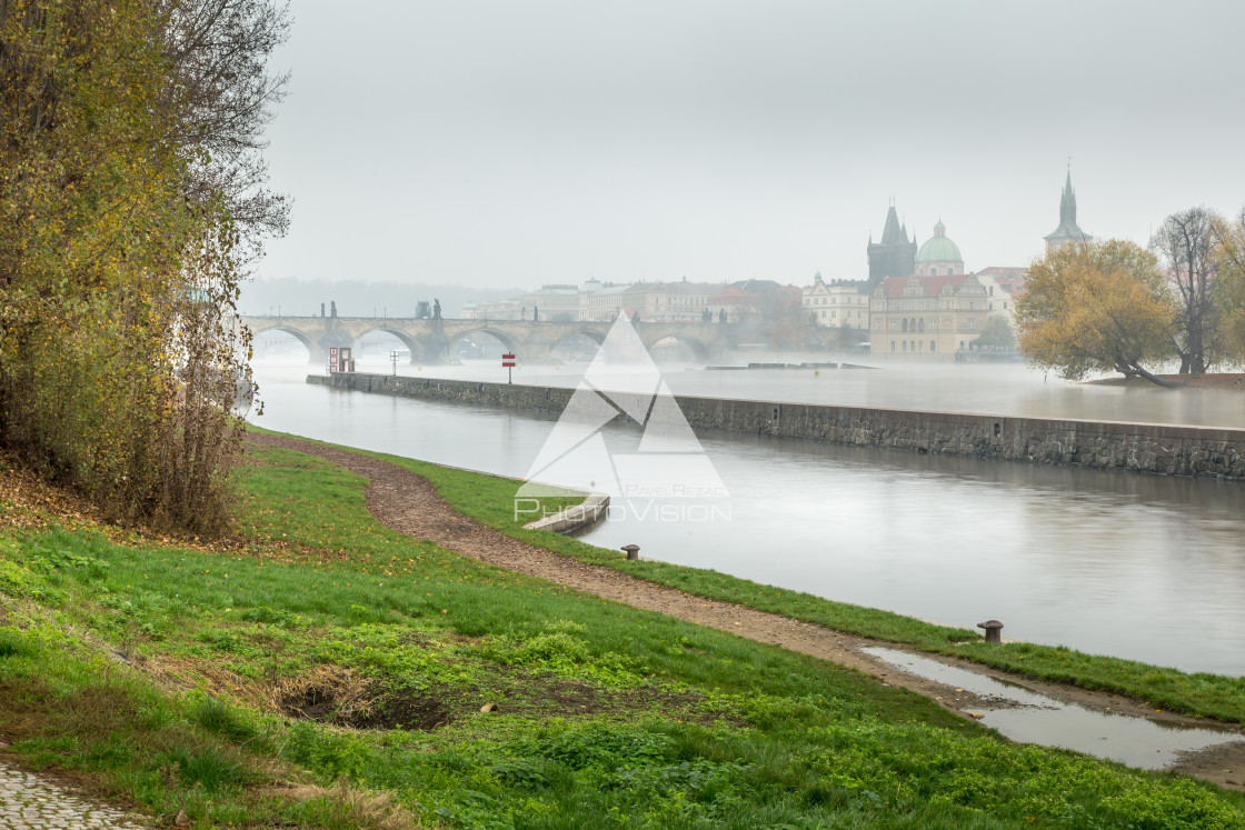 "Autumn morning by the Vltava river" stock image