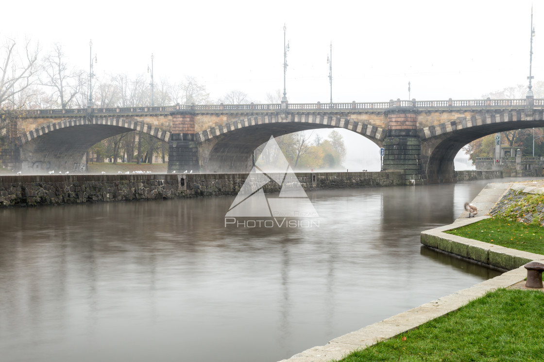 "Autumn morning by the Vltava river" stock image