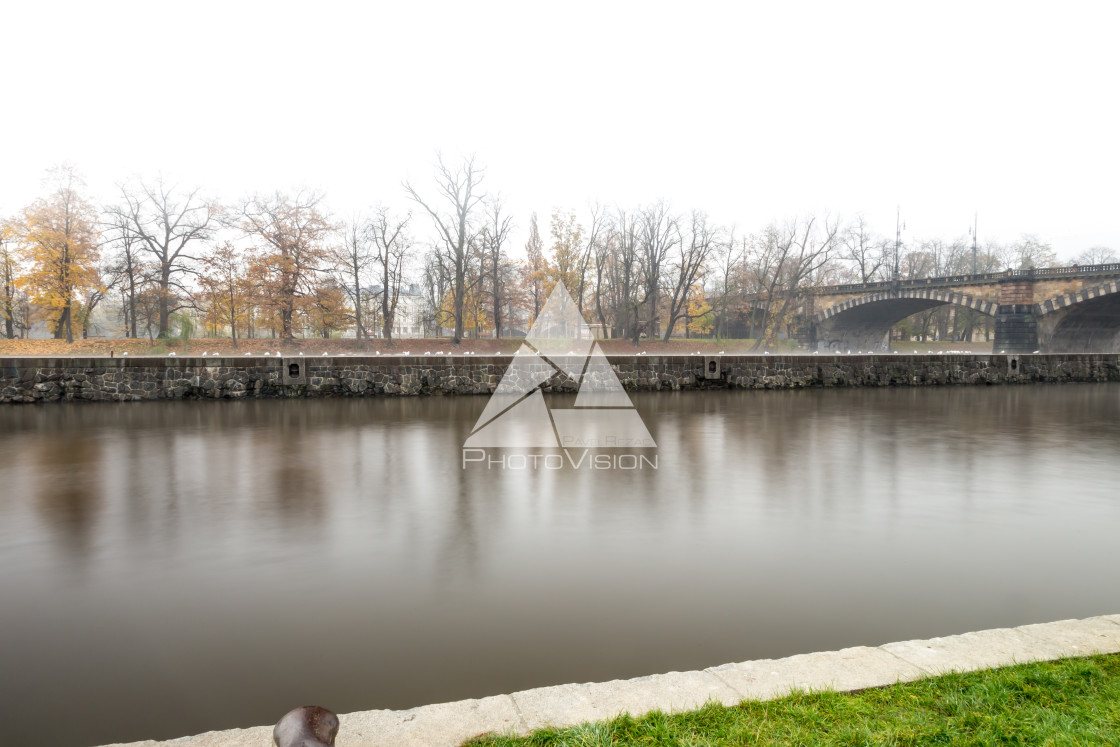 "Autumn morning by the Vltava river" stock image