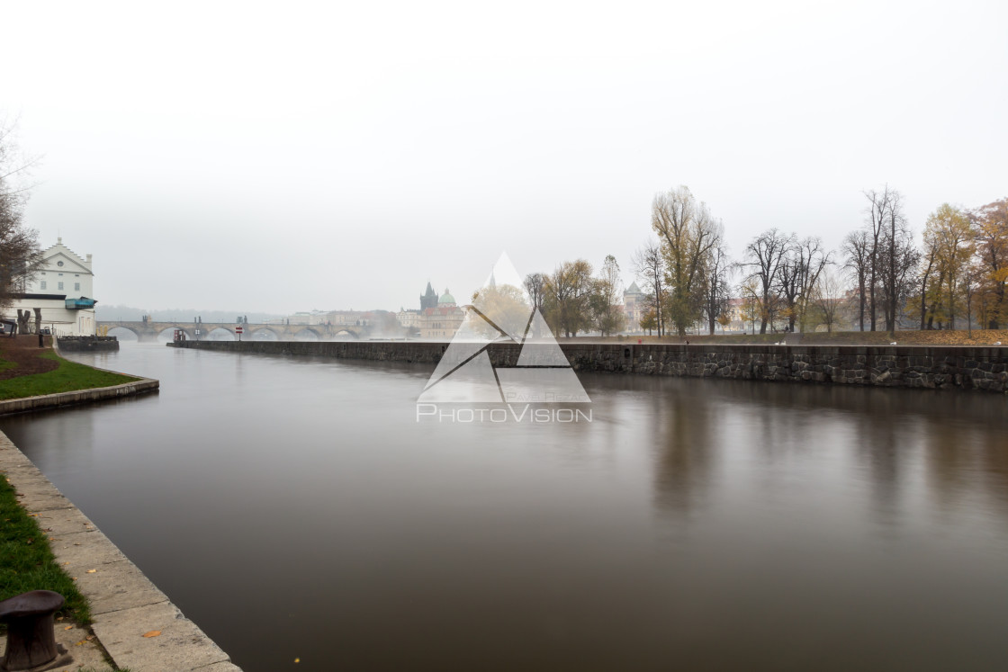 "Autumn morning by the Vltava river" stock image