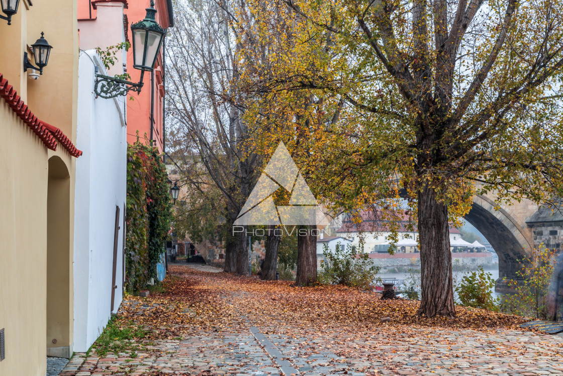 "Autumn morning on the Prague island of Kampa" stock image