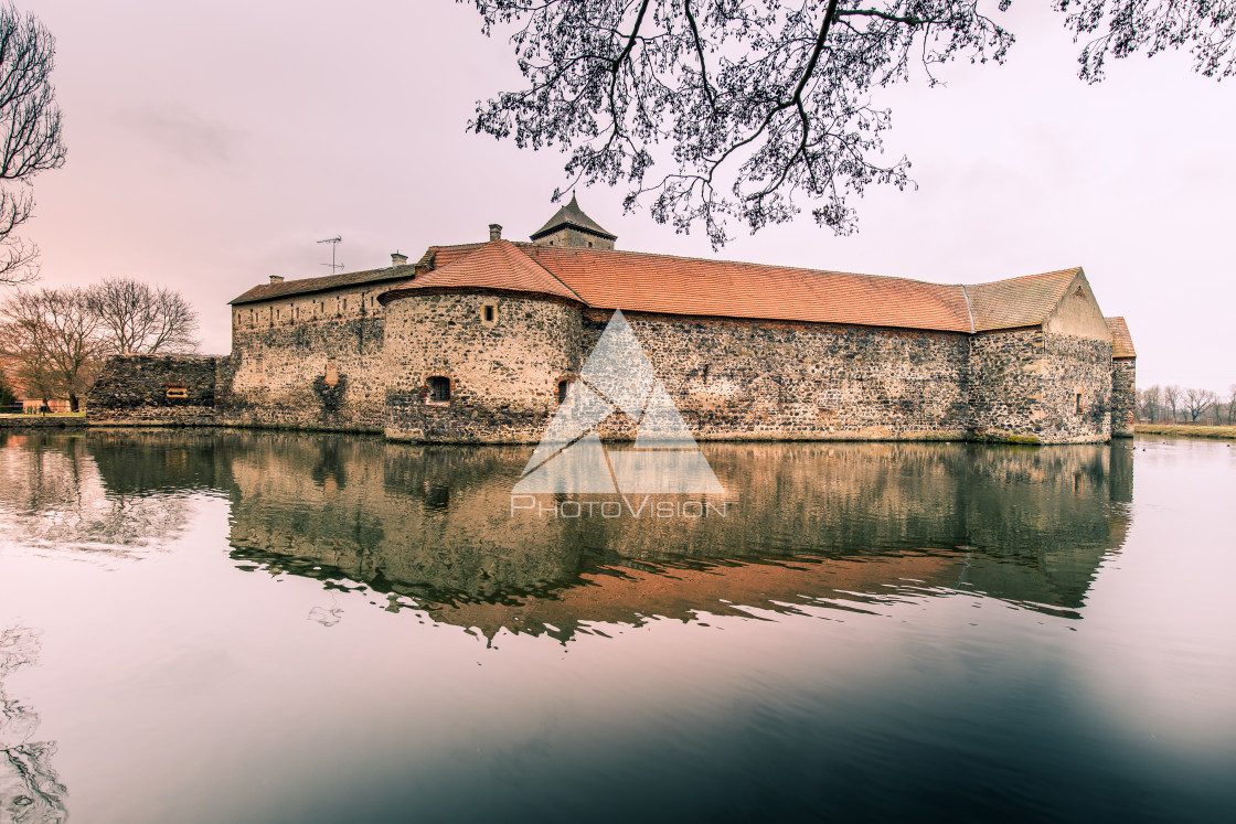 "Medieval castle with water canals" stock image