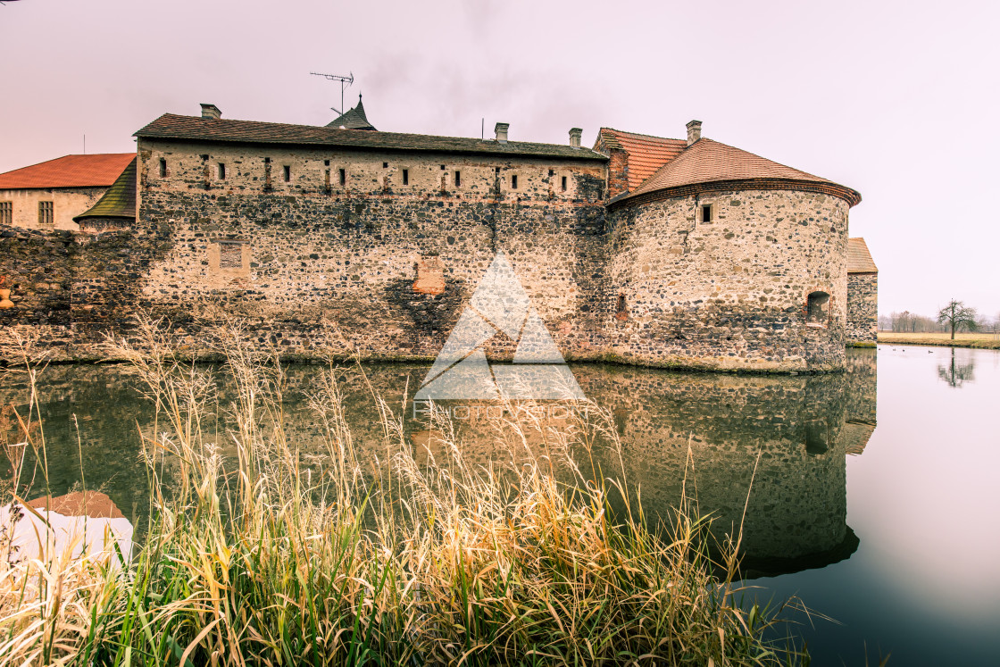 "Medieval castle with water canals" stock image