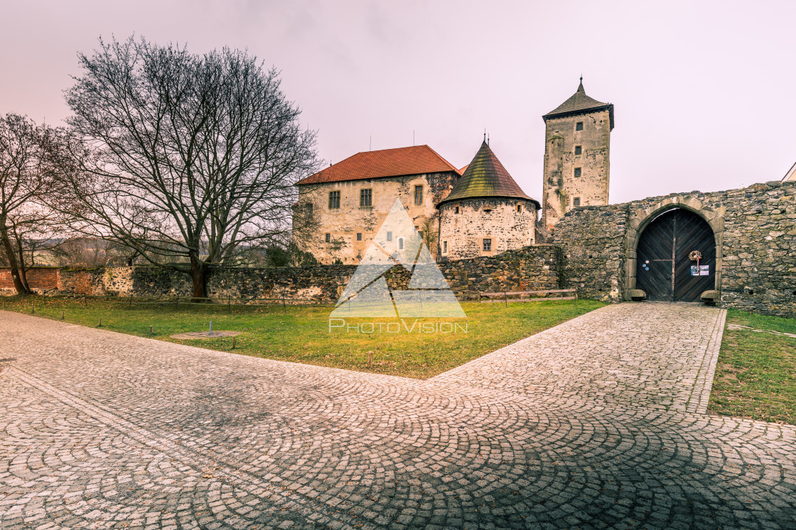 "Medieval castle with water canals" stock image