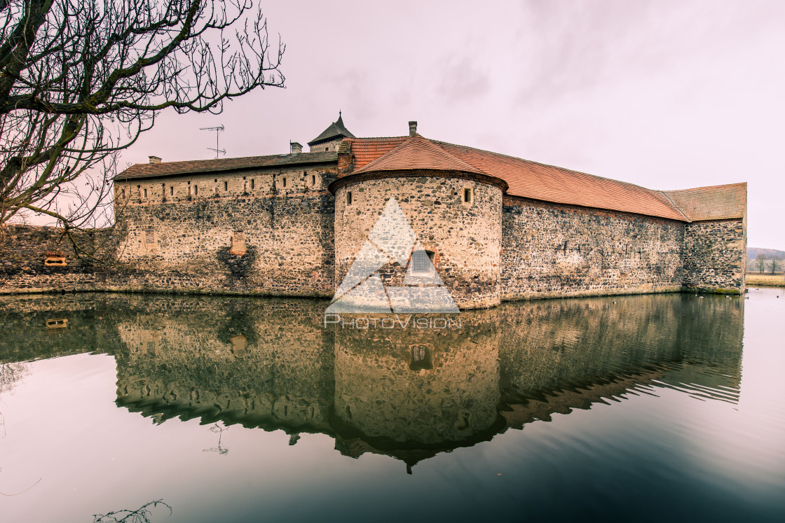 "Medieval castle with water canals" stock image