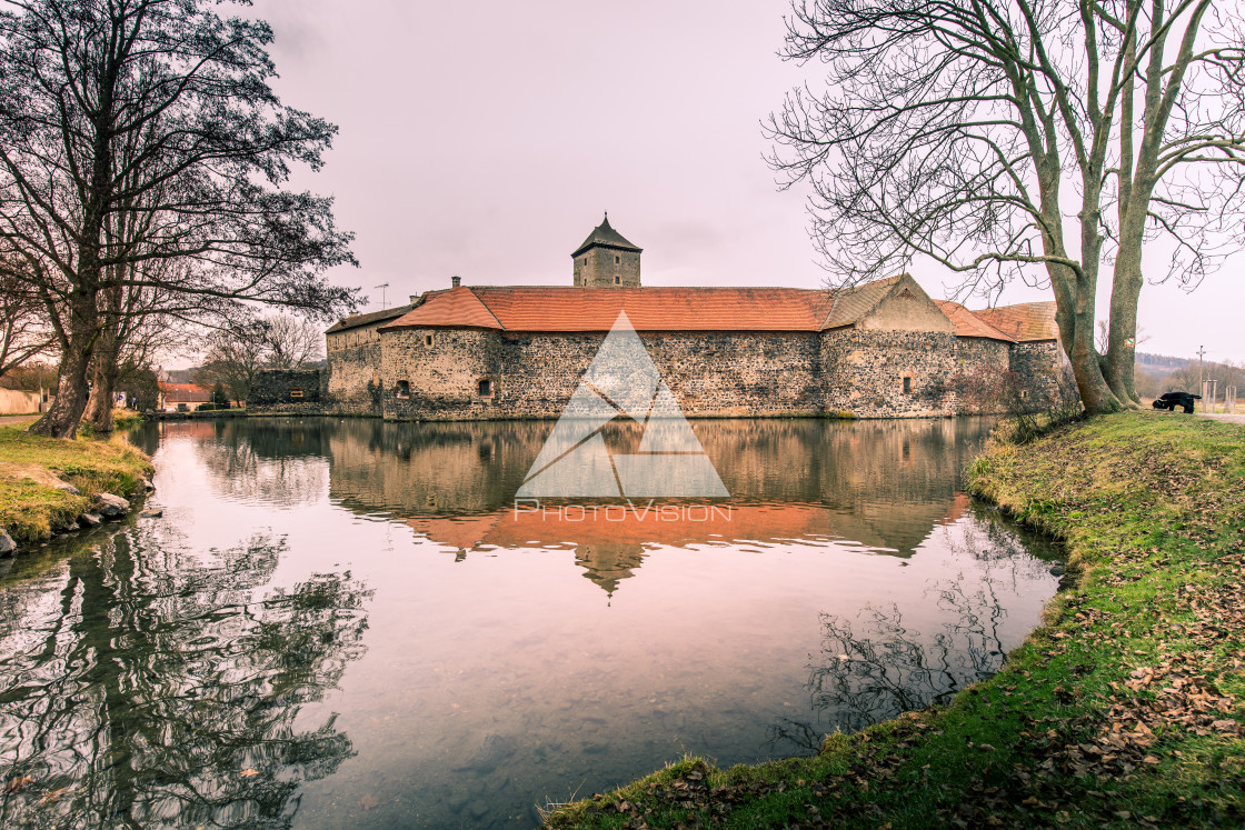 "Medieval castle with water canals" stock image