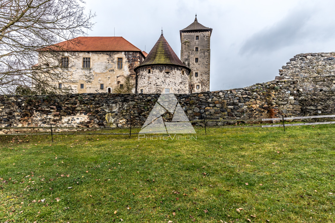 "Medieval castle with water canals" stock image