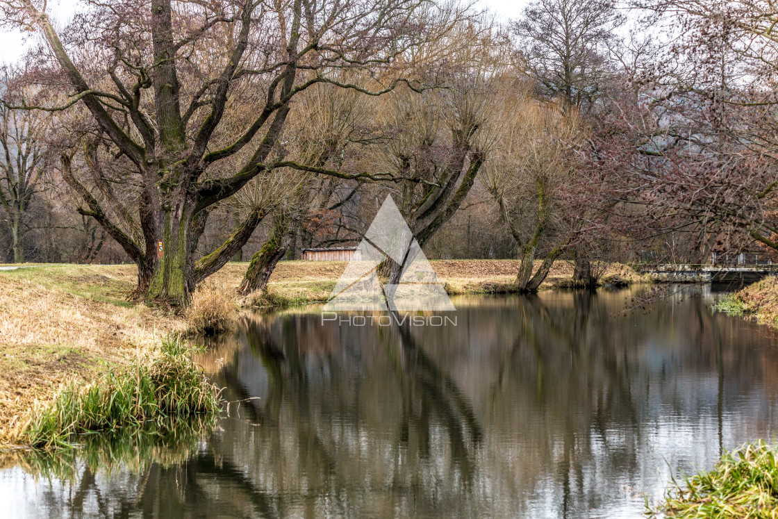 "Defended water canals around the castle" stock image