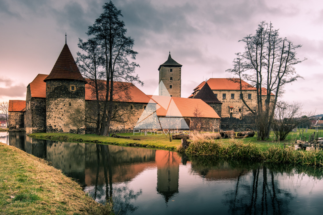 "Medieval castle with water canals" stock image