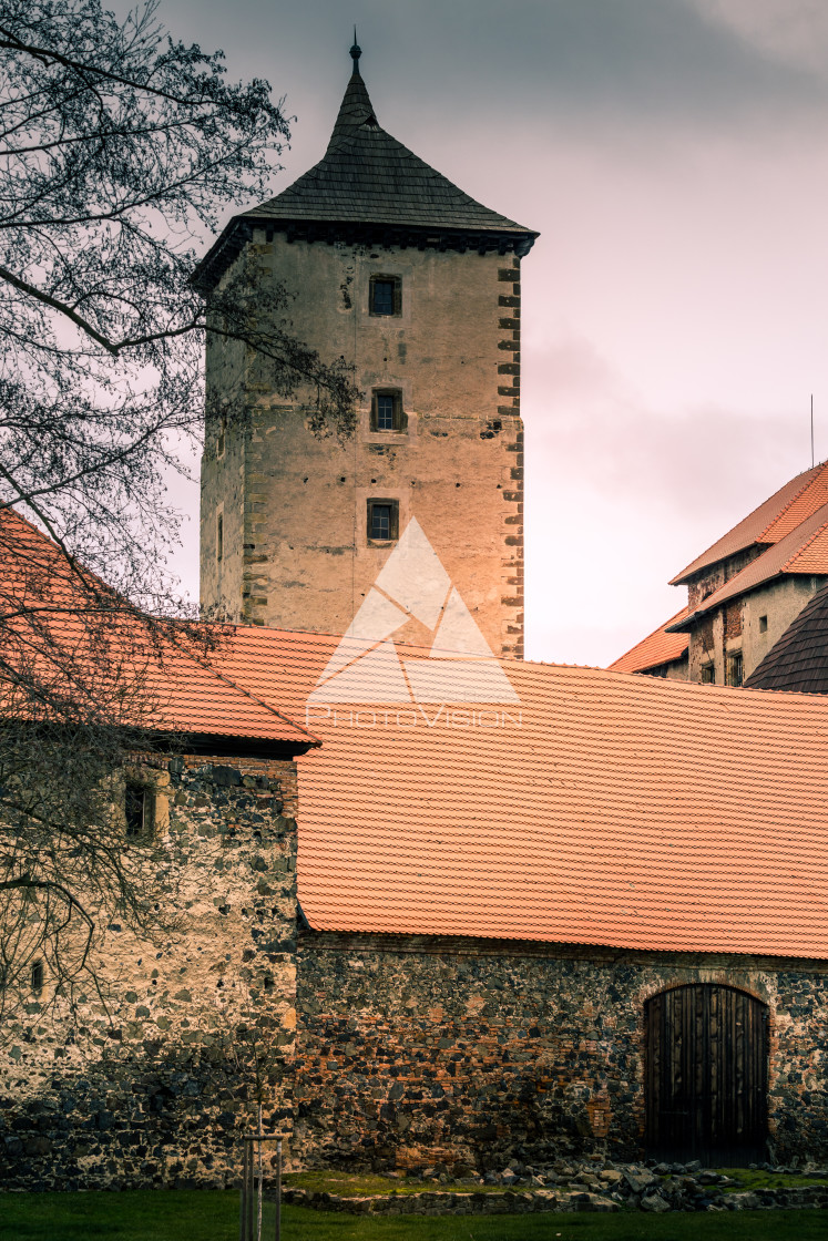 "Medieval castle with water canals" stock image