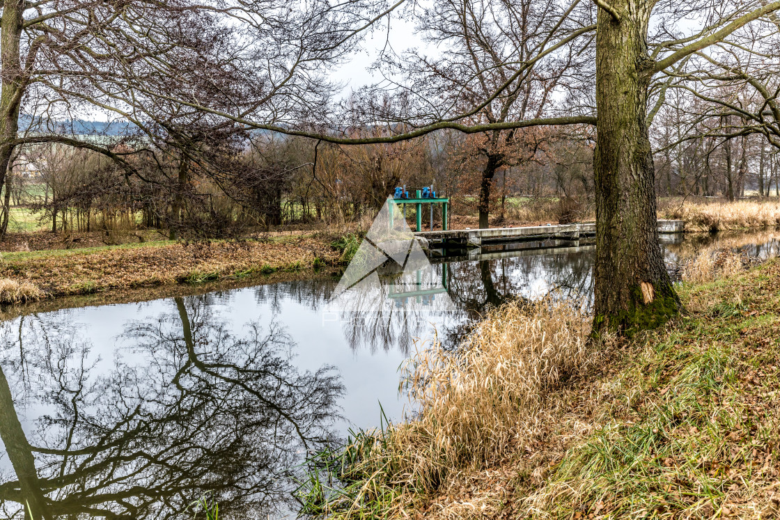 "Defended water canals around the castle" stock image