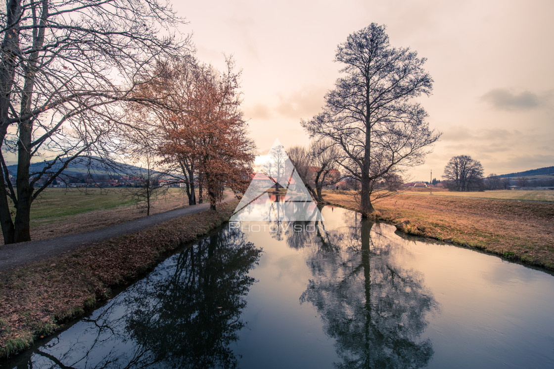 "Defended water canals around the castle" stock image