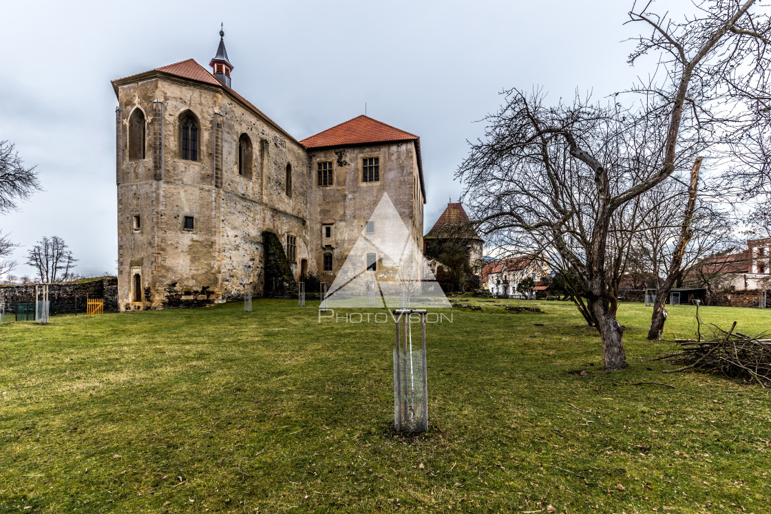 "Medieval castle with water canals" stock image