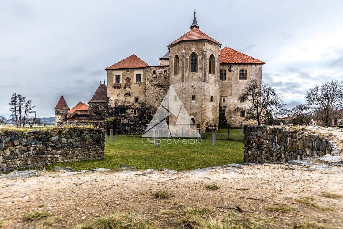 "Medieval castle with water canals" stock image