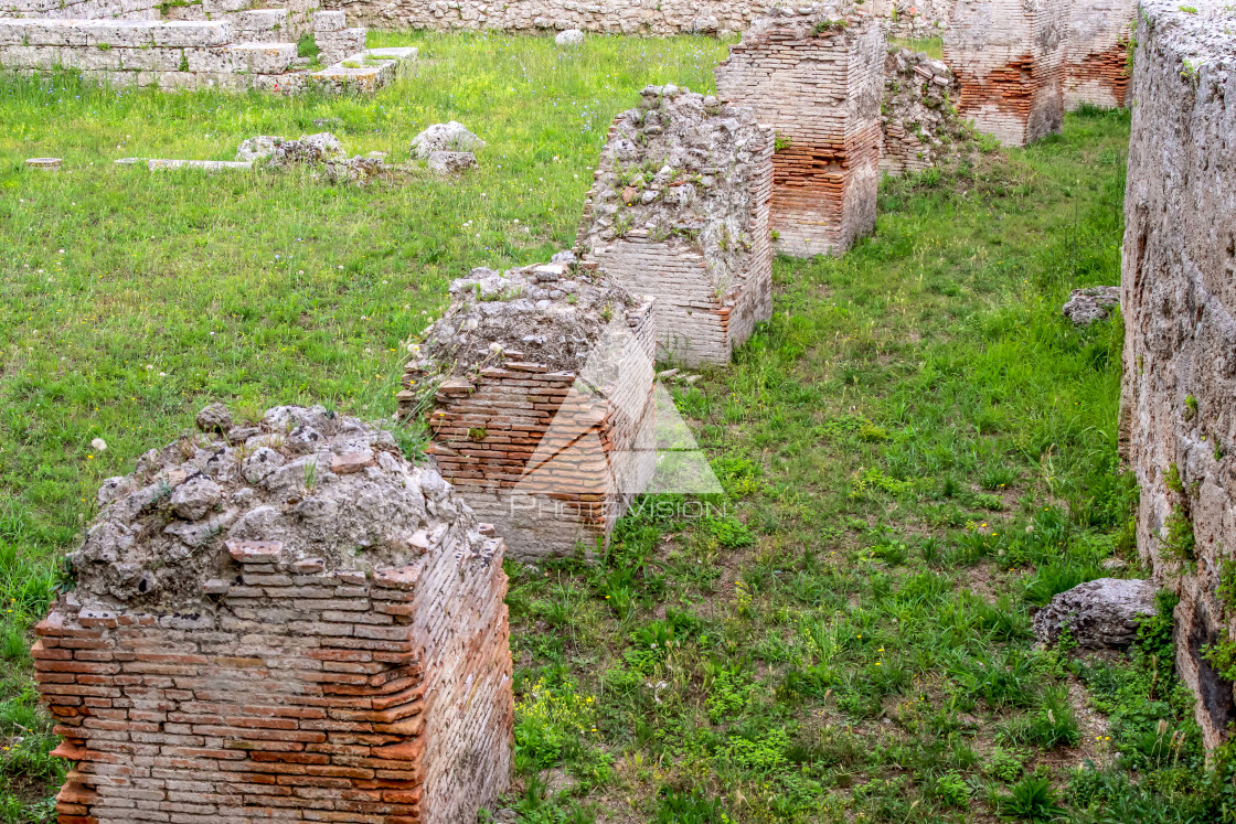 "Ruin of a Greek temple at Paestum Italy" stock image