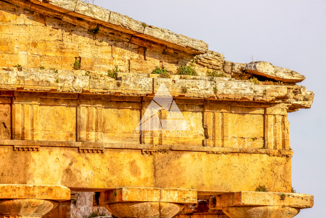 "Ruin of a Greek temple at Paestum Italy" stock image