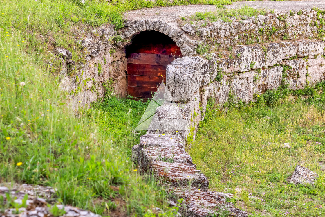 "Ruin of a Greek temple at Paestum Italy" stock image