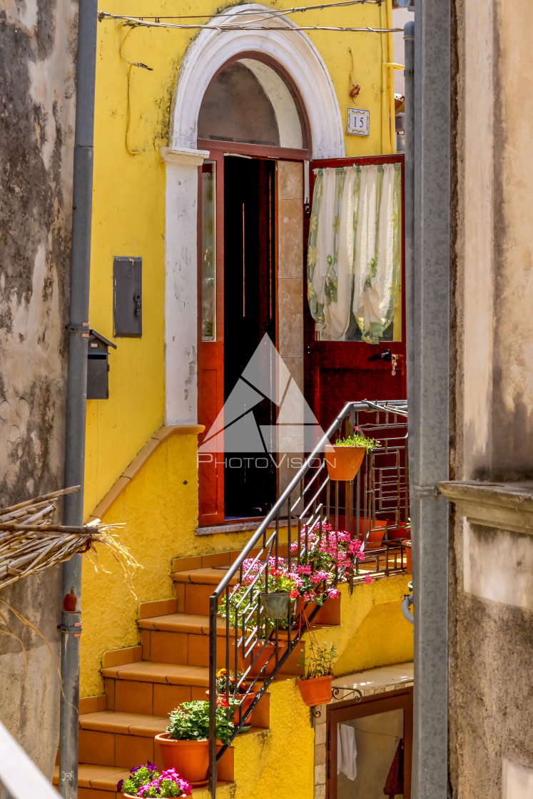 "Typical narrow street in Morano Calabro" stock image