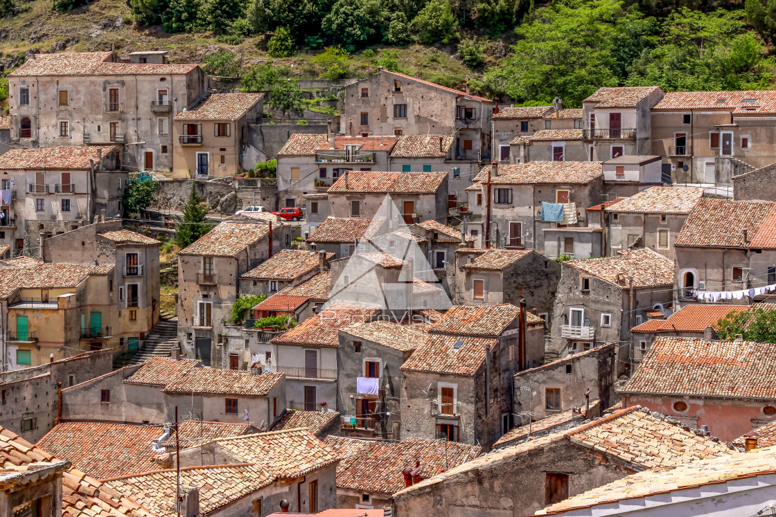 "Typical narrow street in Morano Calabro" stock image