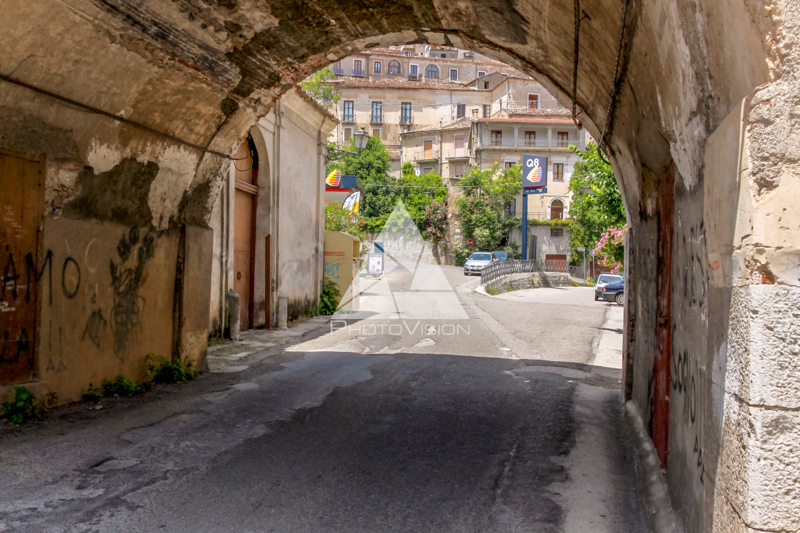 "Typical narrow street in Morano Calabro" stock image