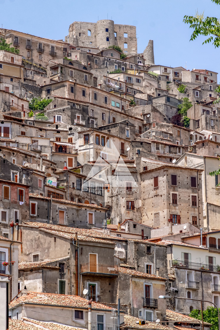 "Typical narrow street in Morano Calabro" stock image