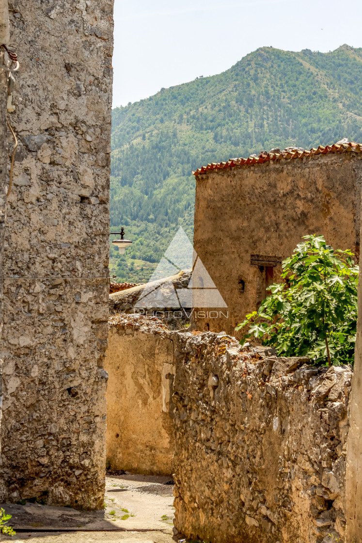 "Typical narrow street in Morano Calabro" stock image