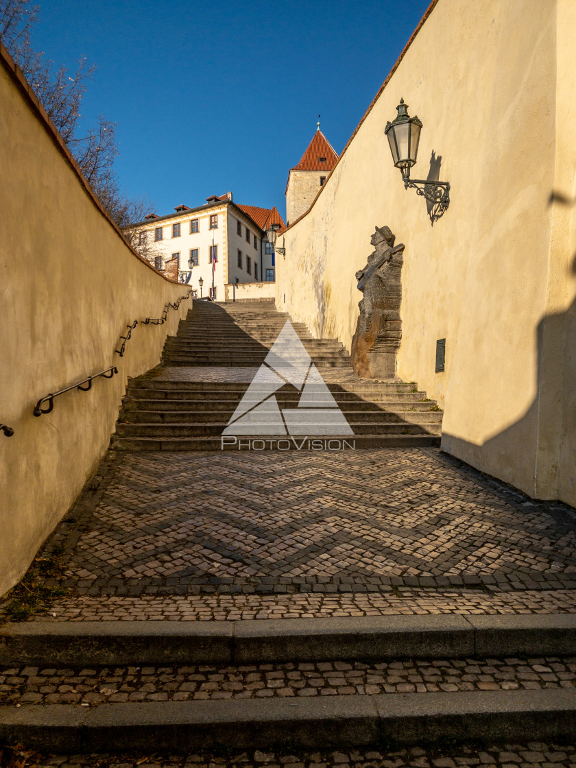 "Prague Castle in the spring morning sun" stock image