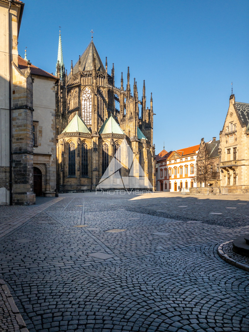 "Prague Castle in the spring morning sun" stock image