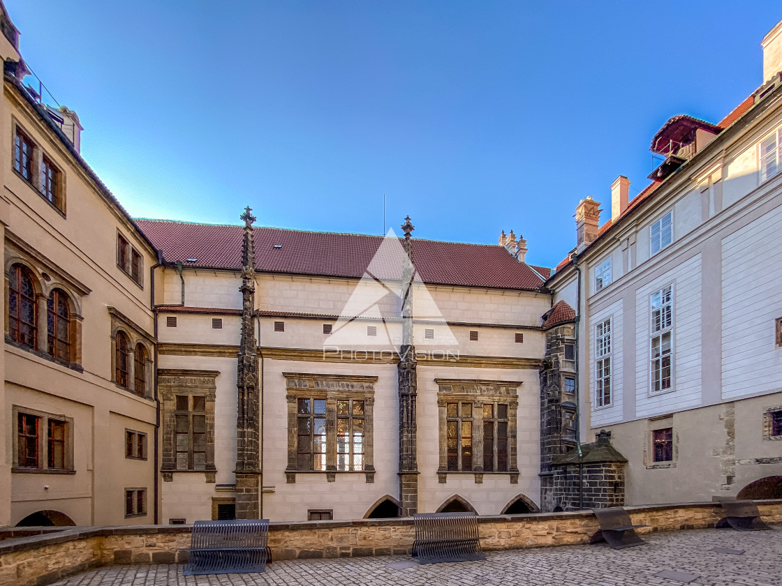 "Prague Castle in the spring morning sun" stock image