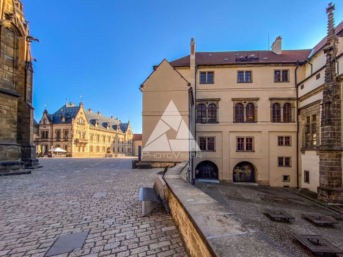 "Prague Castle in the spring morning sun" stock image