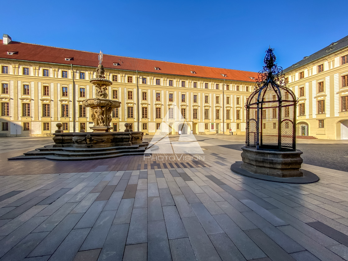 "Prague Castle in the spring morning sun" stock image