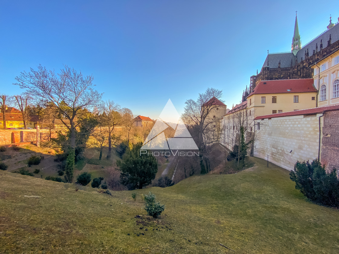 "Prague Castle in the spring morning sun" stock image