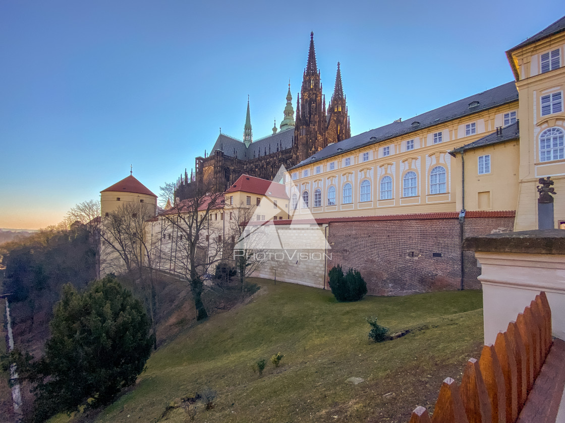 "Prague Castle in the spring morning sun" stock image