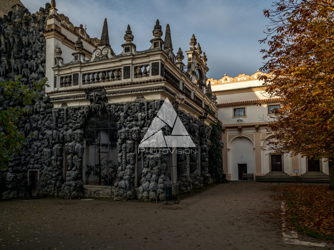 "Valdstejnska Garden and Prague Castle in Prague, Czech Republic" stock image