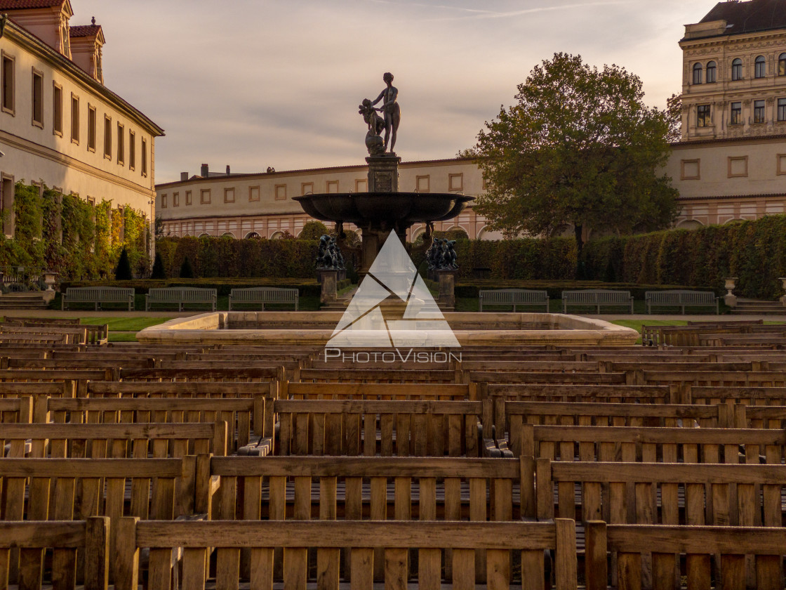 "Valdstejnska Garden and Prague Castle in Prague, Czech Republic" stock image