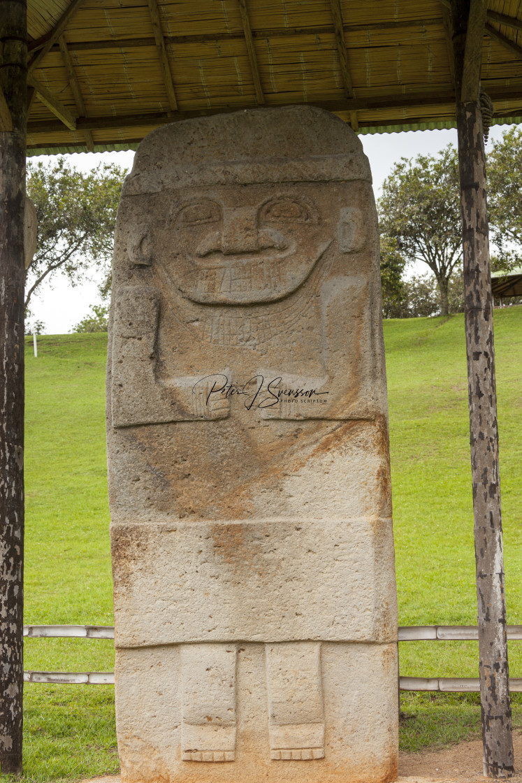"1097 - Colombia, San Agustin, Alto de los Ídolos: one of the biggest statues found in the environment" stock image